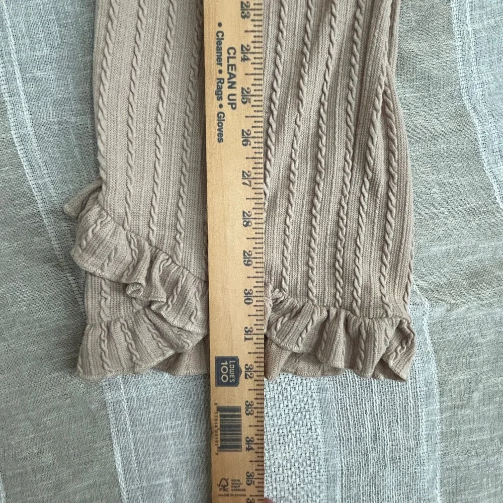 SHEIN Pants Girls 10Y Tan Cable Knit Ruffle Hem Elastic Waist Loungewear